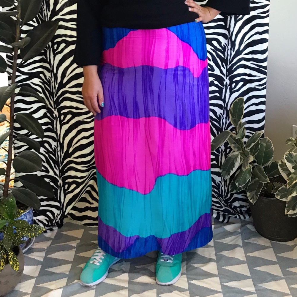 70’s multicolor psychedelic vintage maxi skirt